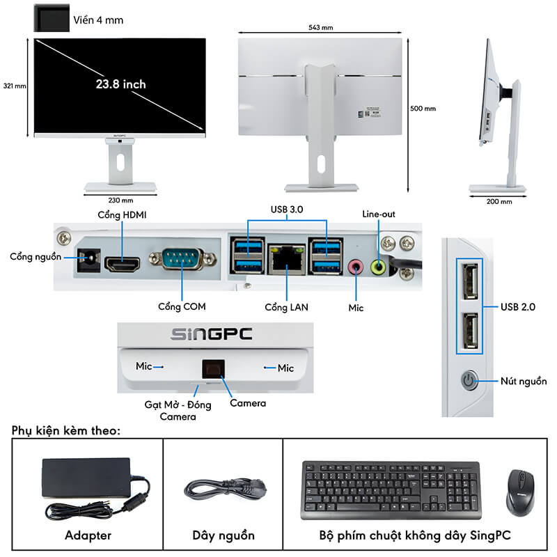 Máy tính All in one SingPC M24P672-W14